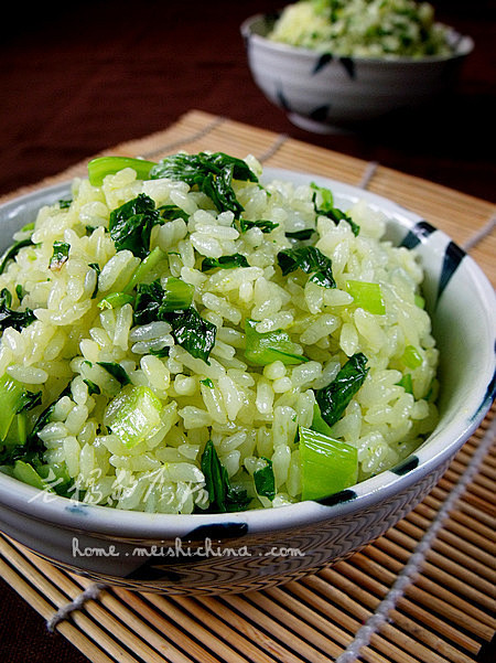 【上海菜饭】原料： 大米 青菜。配料： ...