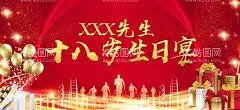 十八岁生日宴背景  - 源文件下载【酷图网】十八岁,生日宴,背景,海报,红色,生日,气球,礼物,