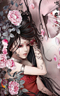 彼岸花。手绘，古风。 #壁纸# #小清新# #治愈系#