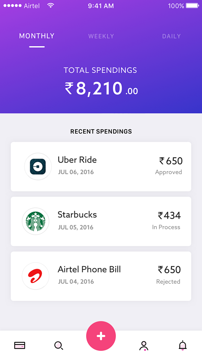 1 spending app home