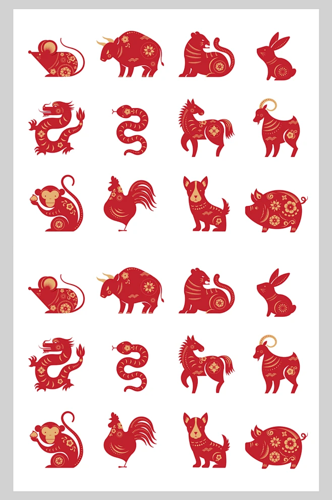 中国传统12生肖图案-众图网-花瓣网