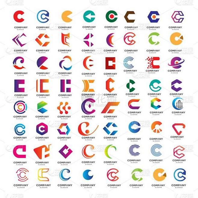 巨型集合 C 字母徽标设计矢量