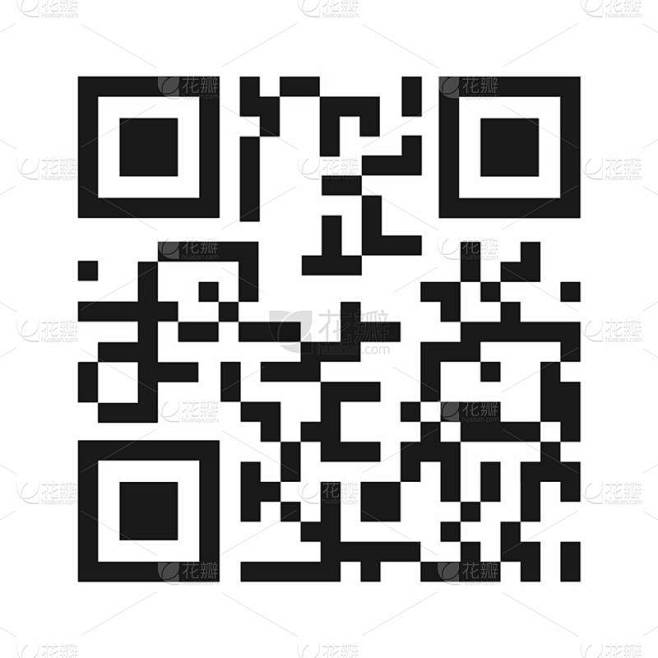在白色背景上隔离的 qr 代码图标向量。数字信息符号