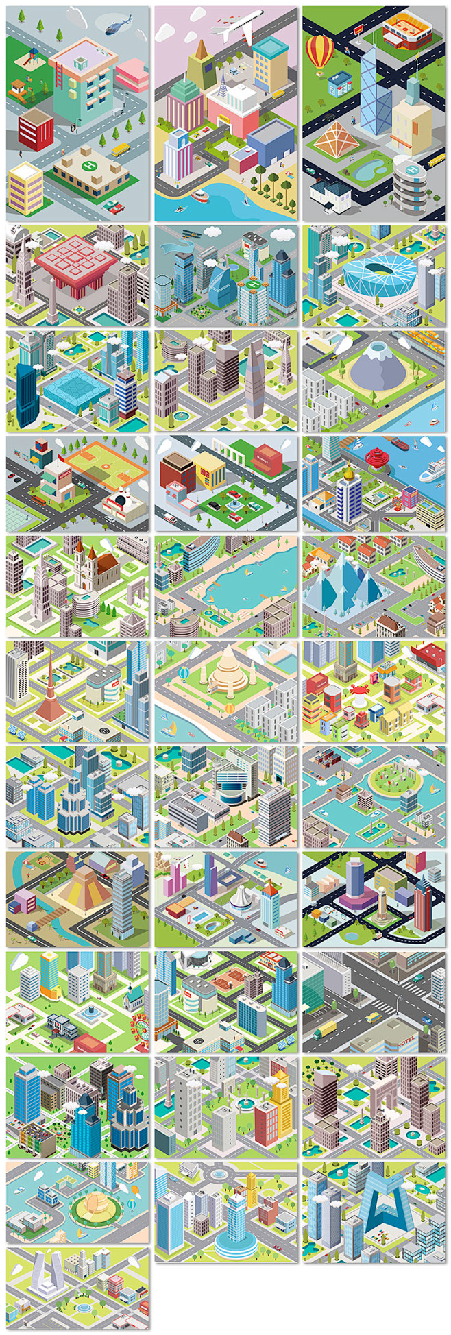 2.5d立体创意游戏场景建筑城市扁平化平...