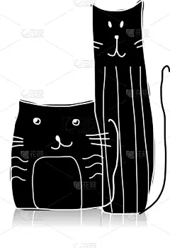 黑色,式样,猫,草图,生气,婴儿,家庭,轮廓,白色,可爱的