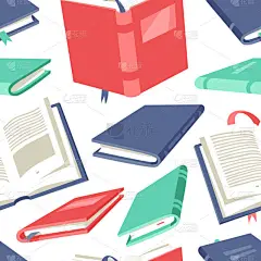 无缝图案与卡通画册的学生。手绘学校物品。关于阅读的实际矢量说明。创意艺术作品 