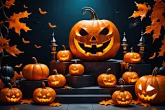 魔幻气氛万圣节夜晚派对插画