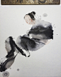 挝钟高饮千日酒，却天凝寒作君寿-张渔Yu_水墨,国画,美人图_涂鸦王国插画