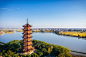 嘉兴莲泗荡景区刘公塔航拍图片素材