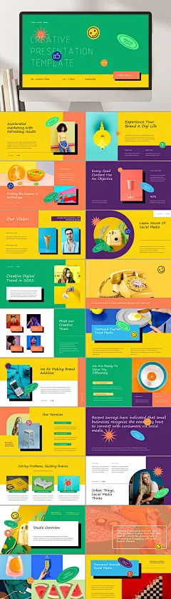 卡通小宇宙创意卡通插画PPT-众图网