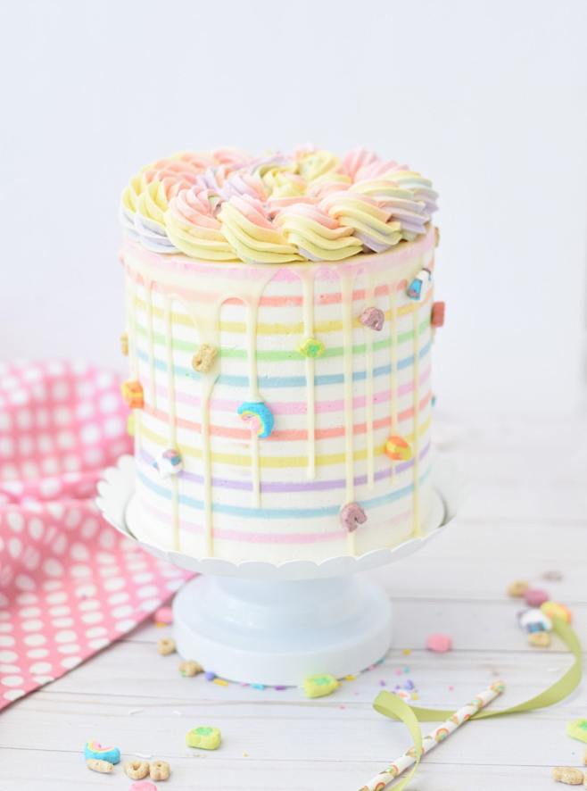 rainbow covered cake