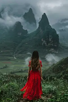 遥望远方活力女生背影