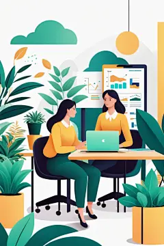 电子商务扁平风商务办公场景插画