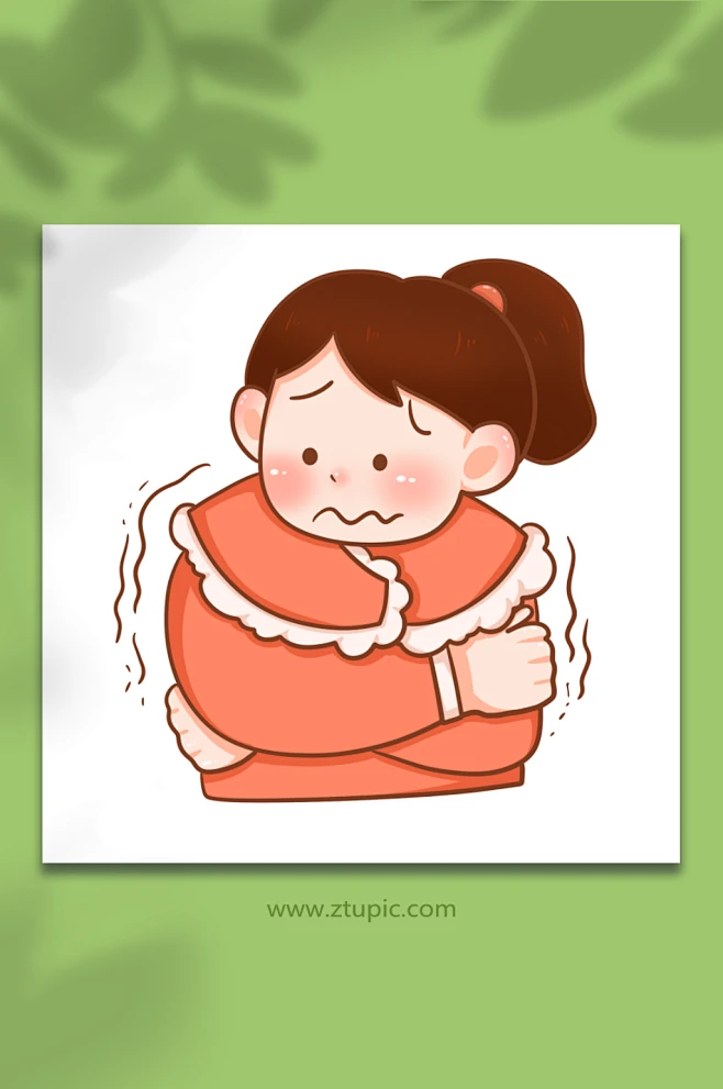 发冷发抖冬季预防感冒人物元素插画-花瓣网