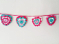Crochet Garland Pattern of Hearts, Wallhanging, Bunting, Home Decor, Nursery Room, Keyring, Brooche : ––– This is a downloadable PDF crochet pattern, not a finished product! –––  These hearts can be used for a garland, a keyring, brooche, a hairclip or as