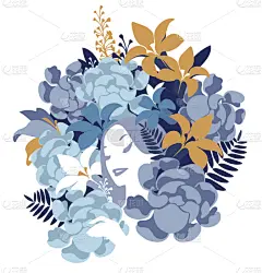 矢量,绘画插图,女孩,自然美,华丽的,请柬,贺卡,周年纪念卡,花,爱