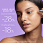 Photo by Estée Lauder on May 26, 2023. May be an image of 1 person and text that says 'LINES LOOK REDUCED Crow's feet lines -28% Forehead lines -18% *Clinical testing on 33 women after using product for 8 weeks.'.