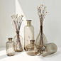 玻璃花瓶北欧简约复古气泡玻璃花瓶透明海洋蓝烟灰色玻璃花瓶摆件-淘宝网