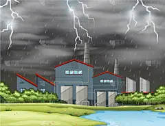 雷雨,工厂,景象,商务,季节,房屋,云,图像,天气,设计