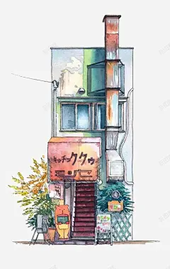 手绘建筑高清素材 手绘 日本建筑 植物 楼房 水彩 肉店 元素 免抠png 设计图片 免费下载 页面网页 平面电商 创意素材
