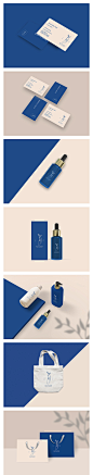高品质蓝色女性护肤品化妆品美妆香水品牌VI样机提案PSD设计素材