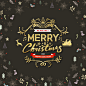 闪金字体 黑色背景 装饰挂件 圣诞插图插画设计AI 087a23108