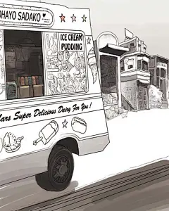 火星盐  的插画 冷饮车