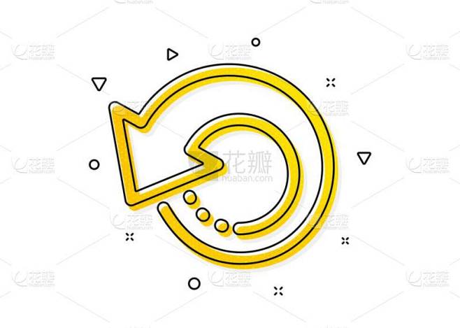 备份数据标志。恢复信息图标。恢复信息符号。黄色圆圈图案。经典的恢复数据图标。几何元素。B.病媒