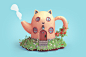 Cat house, Alina Makarenko : Cartoon cat house in shape of teapot for kawaii characters.
Follow me:
https://instagram.com/alina3.art 
https://facebook.com/alina3.art