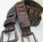 Men's Belt Rustic Link Faded Black and Faded Brown by karenkell