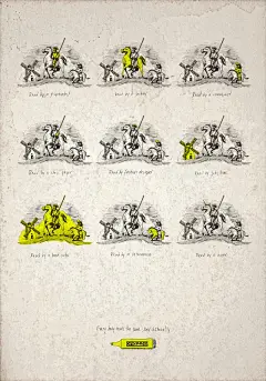由哥伦比亚广告公司Y&amp;R为Ofixpres设计的2011年宣传海报：Everybody reads the same story differently，借鉴了堂吉诃德、小王子还有白鲸记的故事，海报里对同一场景不同区域进行了用色突出，借以说明不同的人来看会有不同的效果，这或许就是莎士比亚所说的“一千个观众眼中有一千个哈姆雷特”吧。