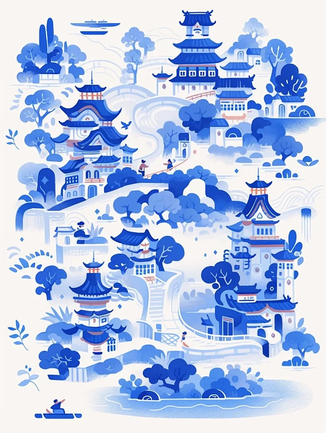 AI绘画|蓝色系中国•梦入江南烟水路
