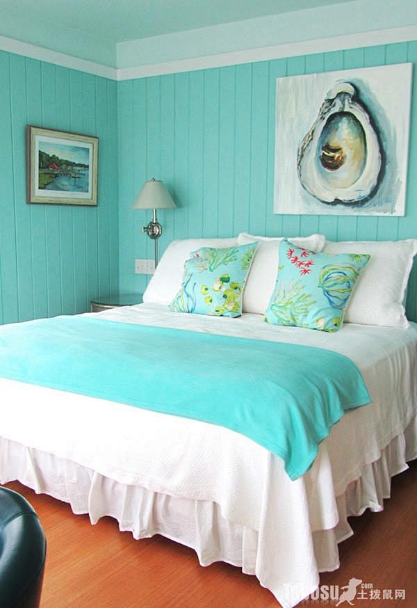 蓝色装修风格图片之清新卧室