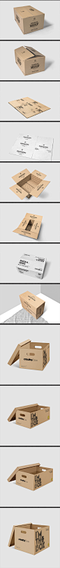 纸箱纸盒展示效果图包装箱牛皮纸外箱VI智能贴图PSD样机提案素材