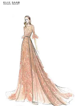 【笔尖时尚】手绘插画 婚纱礼服 Elie Saab 2015 春夏高级订制的手绘稿，华丽大气。设计稿 仙女系