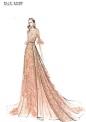 【笔尖时尚】手绘插画 婚纱礼服 Elie Saab 2015 春夏高级订制的手绘稿，华丽大气。设计稿 仙女系