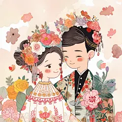 情侣甜蜜插画 婚礼系列