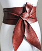 Rich Brown Leather Obi Belt tulip tie| Waist or Hip Belt | Real Leather Belt| Handmade Belt | Wrap Belt: 