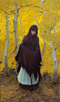 Jeremy Lipking (American,1975) Fall Aspens 2016
Oil on Canvas 40 x 24 inches ​​​​