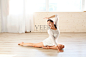 the girl is engaged in gymnastics and fitness