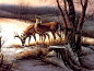 General 1024x768 animals nature deer Terry Redlin painting