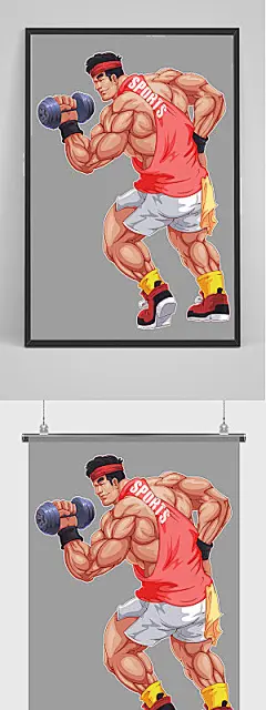 原创健身肌肉男插画