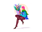 Happiness procreate colorful people plant drawing shape texture brush art illustration