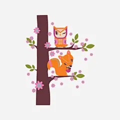手绘卡通小狐狸和猫头鹰插画高清素材 包装设计 卡通形象插画 小狐狸 小狐狸和猫头鹰 广告设计 文艺清新风插画 免抠png 设计图片 免费下载