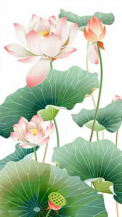 荷花插画素材图AI图