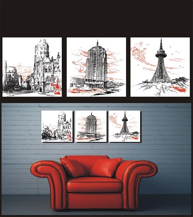 建筑无框画