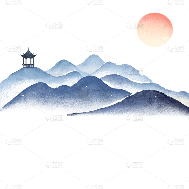 传统节气小雪大雪冬天冬季冬日山水中国风元...