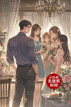 AI版权图库采集到【原创】AI多人 群像 后宫