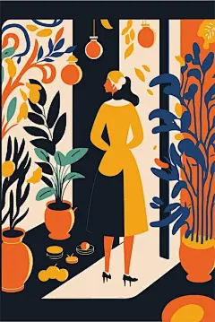 现代女性肖像女人人物扁平艺术插画矢量图设计素材