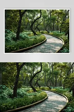 AI数字艺术美景马路街道林荫大道摄影图片-众图网